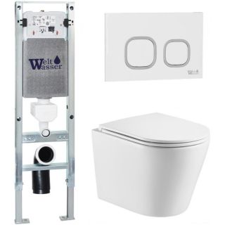 Комплект унитаза с инсталляцией WeltWasser Amberg 350 ST +Salzbach 043 GL-WT +Amberg RD-WT 10000011487 белый глянцевый