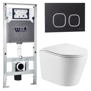 Комплект унитаза с инсталляцией WeltWasser Amberg 506 ST +Salzbach 043 GL-WT +Amberg RD-BL 10000011504 белый глянцевый