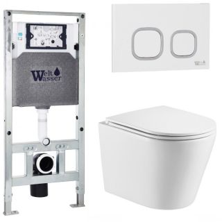 Комплект унитаза с инсталляцией WeltWasser Amberg 506 ST +Salzbach 043 GL-WT +Amberg RD-WT 10000011507 белый глянцевый