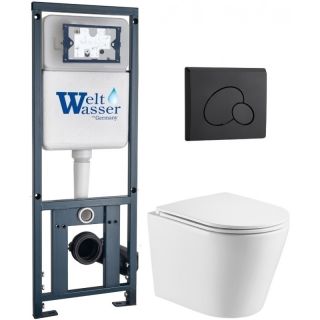 Комплект унитаза с инсталляцией WeltWasser Marberg 410 +Salzbach 043 GL-WT +MAR 410 RD MT-BL 10000011510 белый глянцевый