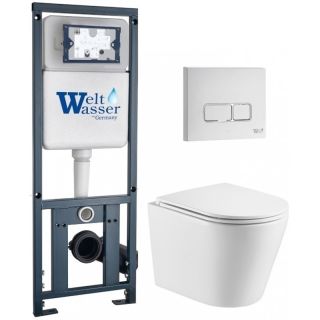 Комплект унитаза с инсталляцией WeltWasser Marberg 410 +Salzbach 043 GL-WT +MAR 410 SE GL-WT 10000011511 белый глянцевый