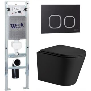 Комплект унитаза с инсталляцией WeltWasser Amberg 350 ST +Salzbach 043 MT-BL +Amberg RD-BL 10000011522 черный матовый