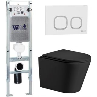 Комплект унитаза с инсталляцией WeltWasser Amberg 350 ST +Salzbach 043 MT-BL +Amberg RD-WT 10000011525 черный матовый