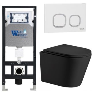 Комплект унитаза с инсталляцией WeltWasser Amberg 506 +Salzbach 043 MT-BL +Amberg RD-WT 10000011540 черный матовый