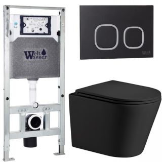 Комплект унитаза с инсталляцией WeltWasser Amberg 506 ST +Salzbach 043 MT-BL +Amberg RD-BL 10000011542 черный матовый