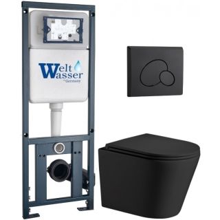 Комплект унитаза с инсталляцией WeltWasser Marberg 410 +Salzbach 043 MT-BL +MAR 410 RD MT-BL 10000011549 черный матовый