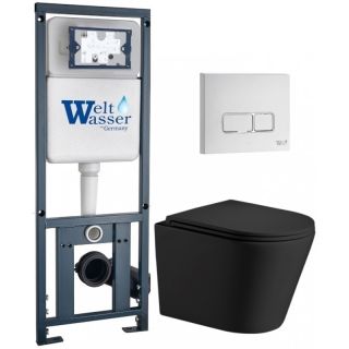 Комплект унитаза с инсталляцией WeltWasser Marberg 410 +Salzbach 043 MT-BL +MAR 410 SE GL-WT 10000011551 черный матовый