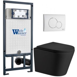 Комплект унитаза с инсталляцией WeltWasser Marberg 507 +Salzbach 043 MT-BL +MAR 507 RD GL-WT 10000011555 черный матовый