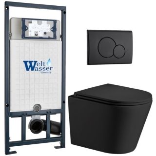Комплект унитаза с инсталляцией WeltWasser Marberg 507 +Salzbach 043 MT-BL +MAR 507 RD MT-BL 10000011556 черный матовый