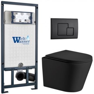 Комплект унитаза с инсталляцией WeltWasser Marberg 507 +Salzbach 043 MT-BL +MAR 507 SE MT-BL 10000011559 черный матовый