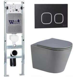 Комплект унитаза с инсталляцией WeltWasser Amberg 350 ST +Salzbach 043 MT-GR +Amberg RD-BL 10000011562 серый матовый