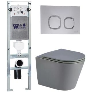 Комплект унитаза с инсталляцией WeltWasser Amberg 350 ST +Salzbach 043 MT-GR +Amberg RD-CR 10000011563 серый матовый