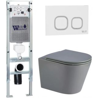 Комплект унитаза с инсталляцией WeltWasser Amberg 350 ST +Salzbach 043 MT-GR +Amberg RD-WT 10000011565 серый матовый