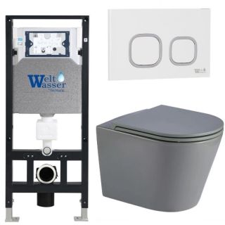 Комплект унитаза с инсталляцией WeltWasser Amberg 506 +Salzbach 043 MT-GR +Amberg RD-WT 10000011580 серый матовый