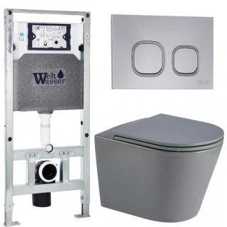Комплект унитаза с инсталляцией WeltWasser Amberg 506 ST +Salzbach 043 MT-GR +Amberg RD-BL 10000011582 серый матовый