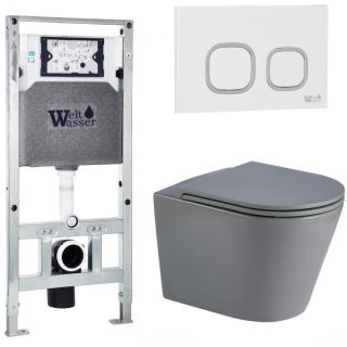 Комплект унитаза с инсталляцией WeltWasser Amberg 506 ST +Salzbach 043 MT-GR +Amberg RD-WT 10000011585 серый матовый