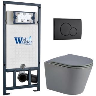 Комплект унитаза с инсталляцией WeltWasser Marberg 507 + Salzbach 043 MT-GR + MAR 507 RD MT-BL 10000011596 серый матовый