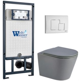 Комплект унитаза с инсталляцией WeltWasser Marberg 507 + Salzbach 043 MT-GR + MAR 507 SE GL-WT 10000011598 серый матовый