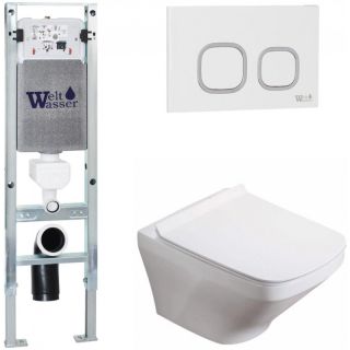 Комплект унитаза с инсталляцией WeltWasser Amberg 350 ST +Hofbach 041 GL-WT +Amberg RD-WT 10000011645 белый глянцевый