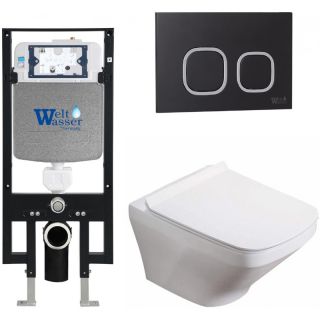 Комплект унитаза с инсталляцией WeltWasser Amberg 497 +Hofbach 041 GL-WT +Amberg RD-BL 10000011647 белый глянцевый