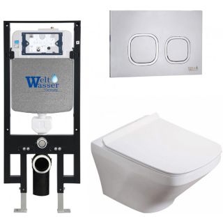 Комплект унитаза с инсталляцией WeltWasser Amberg 497 +Hofbach 041 GL-WT +Amberg RD-MT CR 10000011649 белый глянцевый