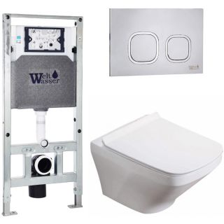Комплект унитаза с инсталляцией WeltWasser Amberg 506 ST +Hofbach 041 GL-WT +Amberg RD-MT CR 10000011664 белый глянцевый