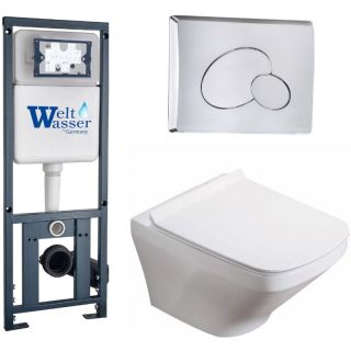 Комплект унитаза с инсталляцией WeltWasser Marberg 410 +Hofbach 041 GL-WT +MAR 410 RD-CR 10000011675 белый глянцевый