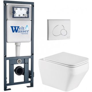 Комплект унитаза с инсталляцией WeltWasser Marberg 410 +Hofbach 041 GL-WT +MAR 410 RD GL-WT 10000011676 белый глянцевый