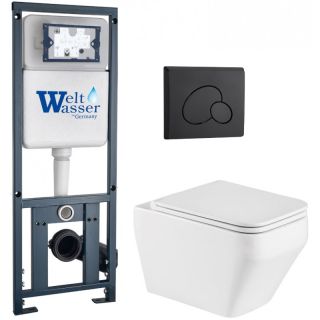 Комплект унитаза с инсталляцией WeltWasser Marberg 410 +Hofbach 041 GL-WT +MAR 410 RD MT-BL 10000011677 белый глянцевый