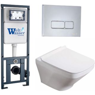 Комплект унитаза с инсталляцией WeltWasser Marberg 410 +Hofbach 041 GL-WT +MAR 410 SE-CR 10000011678 белый глянцевый