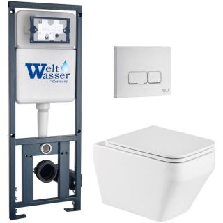 Комплект унитаза с инсталляцией WeltWasser Marberg 410 +Hofbach 041 GL-WT +MAR 410 SE GL-WT 10000011679 белый глянцевый