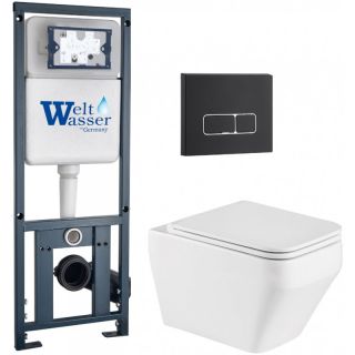 Комплект унитаза с инсталляцией WeltWasser Marberg 410 +Hofbach 041 GL-WT +MAR 410 SE MT-BL 10000011680 белый глянцевый