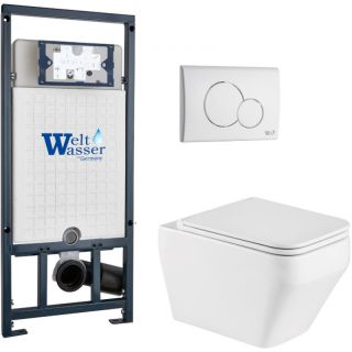 Комплект унитаза с инсталляцией WeltWasser Marberg 507 +Hofbach 041 GL-WT +MAR 507 RD GL-WT 10000011683 белый глянцевый