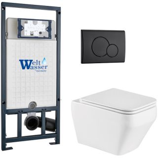 Комплект унитаза с инсталляцией WeltWasser Marberg 507 +Hofbach 041 GL-WT +MAR 507 RD MT-BL 10000011684 белый глянцевый