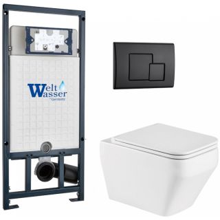 Комплект унитаза с инсталляцией WeltWasser Marberg 507 +Hofbach 041 GL-WT +MAR 507 SE MT-BL 10000011687 белый глянцевый