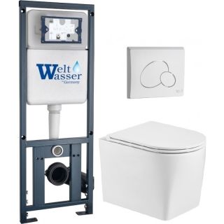 Комплект унитаза с инсталляцией WeltWasser Marberg 410 +Nesenbach 004 GL-WT +MAR 410 RD GL-WT 10000011719 белый глянцевый
