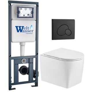 Комплект унитаза с инсталляцией WeltWasser Marberg 410 +Nesenbach 004 GL-WT +MAR 410 RD MT-BL 10000011720 белый глянцевый