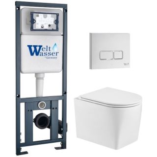 Комплект унитаза с инсталляцией WeltWasser Marberg 410 +Nesenbach 004 GL-WT +MAR 410 SE GL-WT 10000011721 белый глянцевый