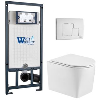 Комплект унитаза с инсталляцией WeltWasser Marberg 507 +Nesenbach 004 GL-WT +MAR 507 SE GL-WT 10000011726 белый глянцевый