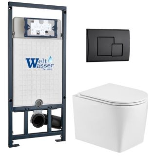 Комплект унитаза с инсталляцией WeltWasser Marberg 507 +Nesenbach 004 GL-WT +MAR 507 SE MT-BL 10000011727 белый глянцевый