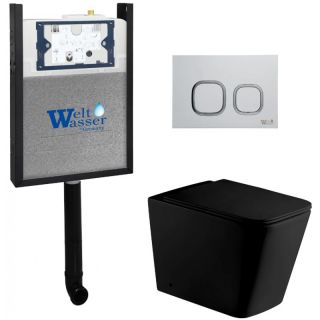 Комплект унитаза с инсталляцией WeltWasser с бачком Amberg 404 + Gelbach 002 MT-BL + Amberg RD-WT 10000011783 черный матовый