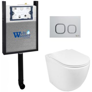 Комплект унитаза с инсталляцией WeltWasser с бачком Amberg 404 + Merzbach 002 GL-WT + Amberg RD-WT 10000011789 белый глянцевый