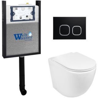 Комплект унитаза с инсталляцией WeltWasser с бачком Amberg 404 + Merzbach 002 GL-WT + Amberg RD-BL 10000011792 белый глянцевый