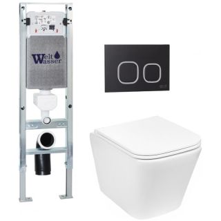 Комплект унитаза с инсталляцией Weltwasser Amberg 350 ST + Gelbach 043 GL-WT + Amberg RD-BL 10000011846 белый глянцевый