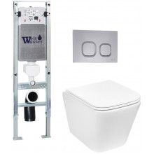 Комплект унитаза с инсталляцией Weltwasser Amberg 350 ST + Gelbach 043 GL-WT + Amberg RD-CR 10000011847 белый глянцевый