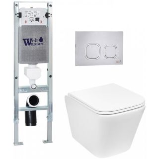 Комплект унитаза с инсталляцией Weltwasser Amberg 350 ST + Gelbach 043 GL-WT + Amberg RD-MT CR 10000011848 белый глянцевый
