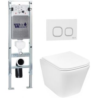 Комплект унитаза с инсталляцией Weltwasser Amberg 350 ST + Gelbach 043 GL-WT + Amberg RD-WT 10000011849 белый глянцевый