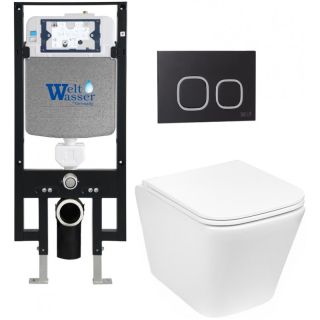 Комплект унитаза с инсталляцией Weltwasser Amberg 497 + Gelbach 043 GL-WT + Amberg RD-BL 10000011851 белый глянцевый