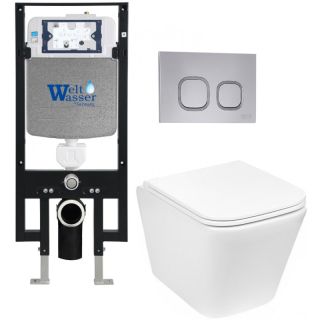 Комплект унитаза с инсталляцией Weltwasser Amberg 497 + Gelbach 043 GL-WT + Amberg RD-CR 10000011852 белый глянцевый