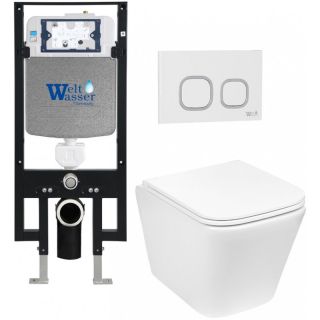 Комплект унитаза с инсталляцией Weltwasser Amberg 497 + Gelbach 043 GL-WT + Amberg RD-WT 10000011854 белый глянцевый